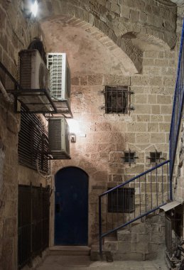 Burcu Akrep gece eski şehir Yafo içinde Tel Aviv-Yafa İsrail üzerinde sokak