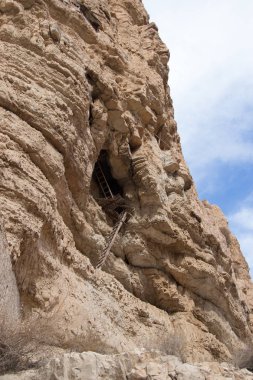 Wadi Kelt yakınındaki Mitzpe Yeriho İsrail'de St. George Hosevit (Mar Jarvis) manastırdaki Shinsen, mağaralar