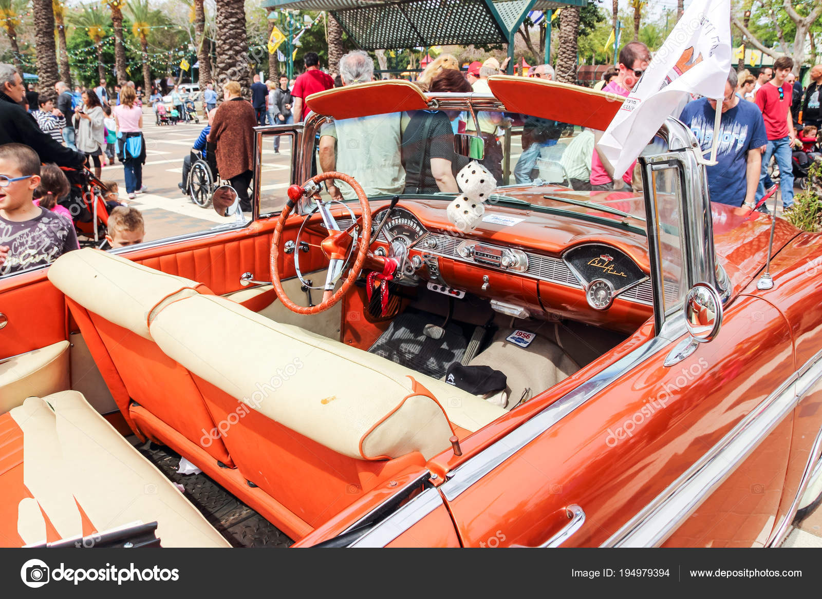 Interior Of Old Chevrolet Bel Air 1956 Cabriolet At An