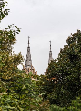 Kutsal Meryem Ana 'nın İsa' nın doğumu katedralinin örümcekleri, Gürcistan 'ın başkenti olan Batumi şehrinin yakınlarındaki bir parktan görülebiliyor.