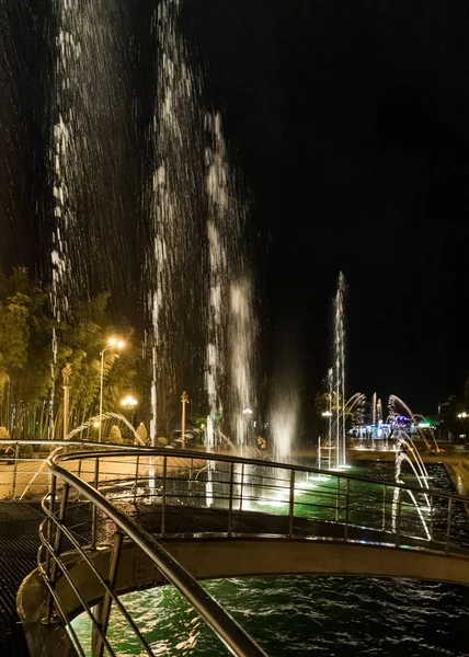 Night view of Batumi Boulevard Fountains in Batumi city - the capital of Adjara in Georgia — Stock Photo, Image