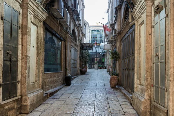 Klidná ulice. v blízkosti Jaffské brány ve Starém městě v Jeruzalémě, Izrael — Stock fotografie