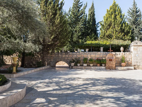 The courtyard of the Greek Monastery - Shepherds Field in Bayt Sahour, a suburb of Bethlehem. in Palestine — 스톡 사진