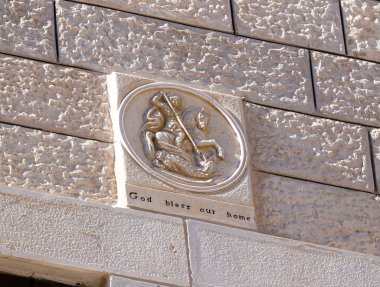 Filistin 'in Beytüllahim şehrinin duvarında muzaffer George' la