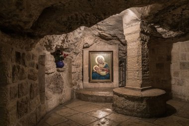 Filistin, Beytüllahim 'deki Milk Grotto Kilisesi' nde emziren bir bebeğin ikonu.