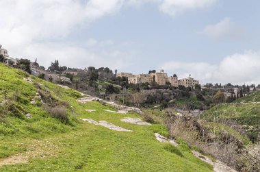 Jerusalem, Israel, February 29, 2020 : Gey Ben Hinnom Park - called in the Holy Books as the Blazing Inferno in Jerusalem city in Israel