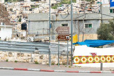 Kudüs, İsrail, 29 Şubat 2020: Silwan 'daki yerleşim binaları - İsrail' in Kudüs şehrinin Arap bölgesi