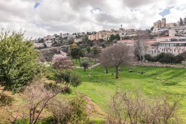 Jerusalem, Israel, February 29, 2020 : Gey Ben Hinnom Park - called in the Holy Books as the Blazing Inferno in Jerusalem city in Israel