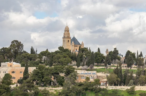 Jeruzalem Israël Februari 2020 Zicht Oude Stad Dormition Abbey Jeruzalem — Stockfoto