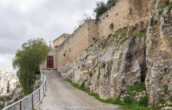 Jeruzsálem Izrael 2020 Február Görög Akeldama Kolostor Bejárata Jeruzsálem Óvárosában — Stock Fotó