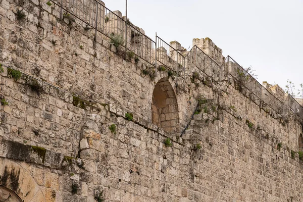 Jerusalén Israel Marzo 2020 Fragmento Muralla Ciudad Que Rodea Ciudad — Foto de Stock