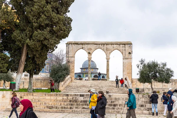 Ierusalim Israel Martie 2020 Canioarele Arcade Piatră Scări Care Duc — Fotografie, imagine de stoc