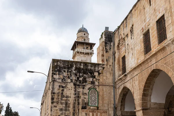Jeruzalem Israël Maart 2020 Medresse Bab Silsila Minaret Staan Tempelberg — Stockfoto