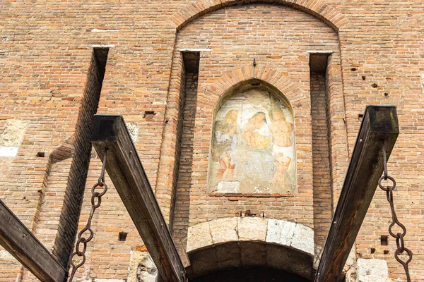 Verona Italië September 2015 Fresco Boven Liftbrug Ingang Van Fort — Stockfoto