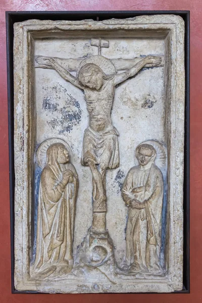 Vérone Italie Septembre 2015 Basse Relief Pierre Avec Épisode Crucifix — Photo