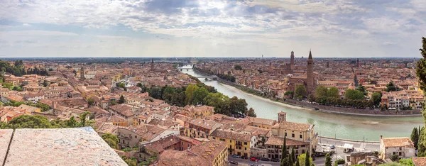 Vista Rio Adige Cidade Velha Verona Partir Ponto Observação Punto — Fotografia de Stock