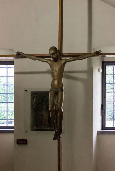 Milan Italie Septembre 2015 Grand Crucifix Bois Exposition Musée Château — Photo