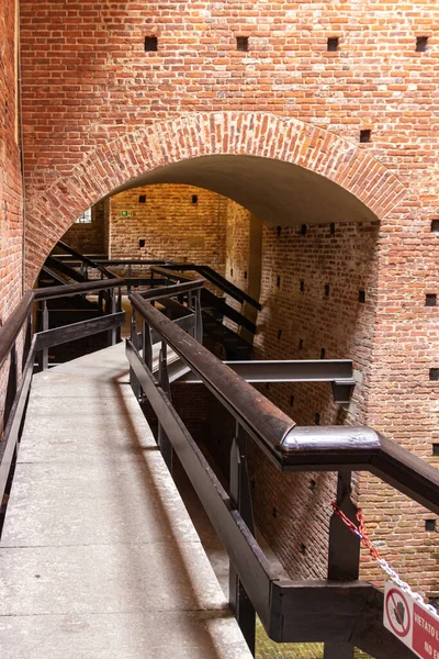 Milão Itália Setembro 2015 Passagem Entre Muralhas Castelo Sforzesco Castello — Fotografia de Stock