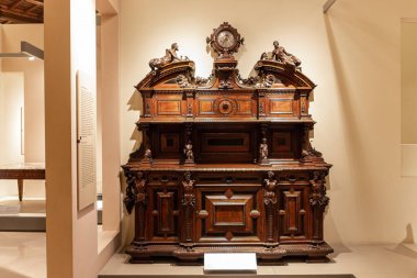 Milan, İtalya, 29 Eylül 2015: Sforzesco Kalesi müzesindeki sergi - Castello Sforzesco, İtalya