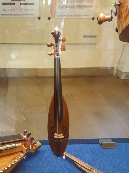 Milan Italy September 2015 Medieval Stringed Musical Instrument Exhibit Museum — Stock Photo, Image
