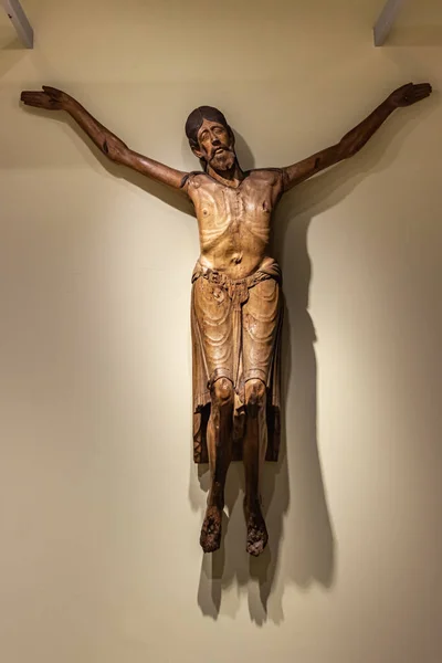 Milan Italie Septembre 2015 Crucifix Bois Exposition Musée Château Sforzesco — Photo