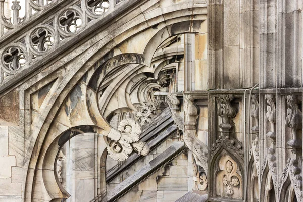 Мілан Італія Вересня 2015 Фрагмент Прикрашеного Даху Міланського Собору Duomo — стокове фото