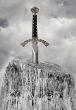 Legendary sword in stone clipart