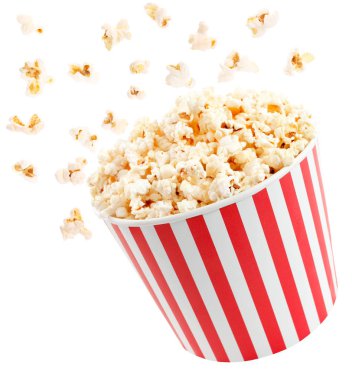 Popcorns çizgili kutusunda