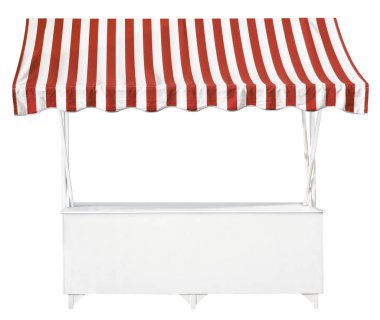 Market stand with red striped awning clipart