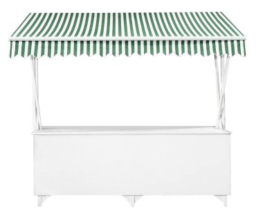 Çizgili çadır ile beyaz Pazar stand