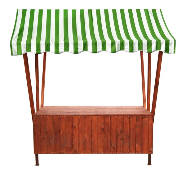 Wooden Market Stand Green Striped Tent — Stock Photo, Image