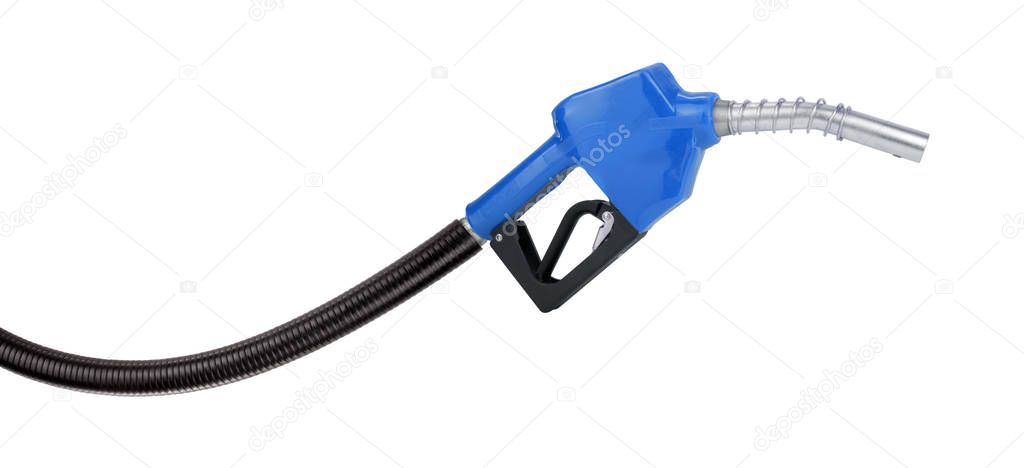 Blue gasoline pistol on gas station