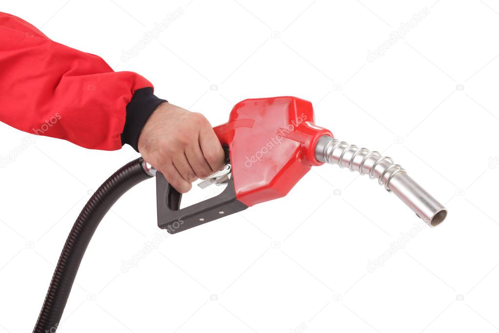 Hand with gasoline gun