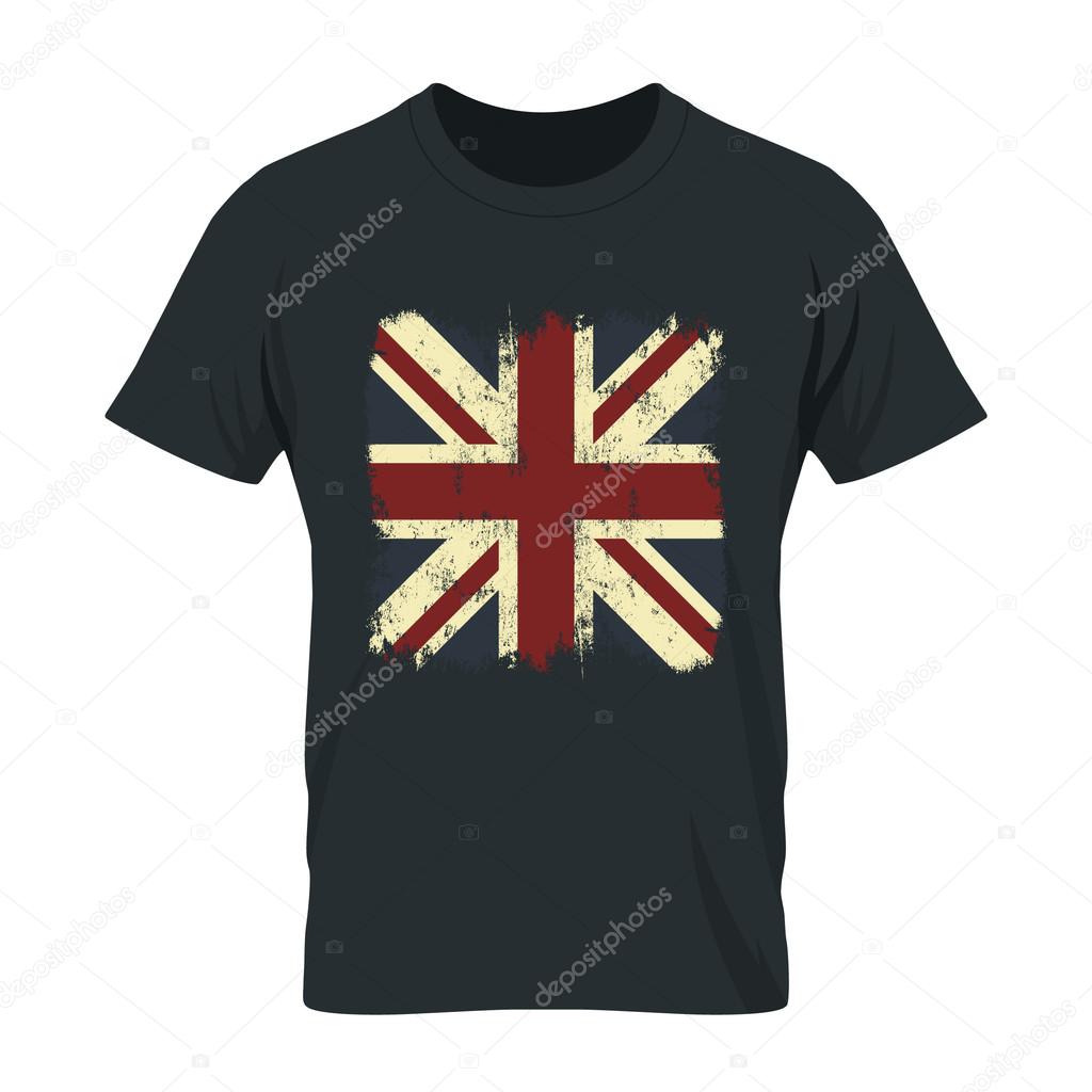 Vintage United Kingdom of Great Britain and Northern Ireland flag tee print vector design. Grunge Union Jack illustration.Premium quality London t-shirt wear emblem and logo concept mock up.