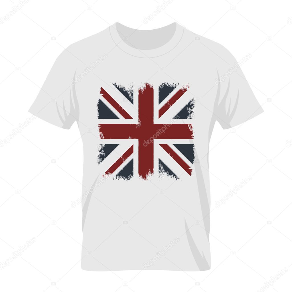 Vintage United Kingdom of Great Britain and Northern Ireland flag tee print vector design. Grunge Union Jack illustration.Premium quality London t-shirt wear emblem and logo concept mock up.