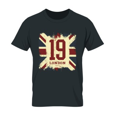 Vintage Amerika İngiltere Büyük Britanya ve Kuzey İrlanda bayrağı yazdırma vektör tasarım tee. 