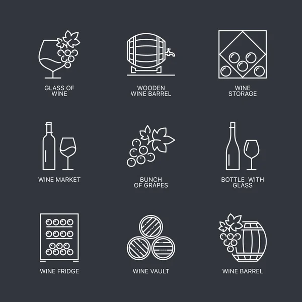 İnce çizgi şarap Icons set