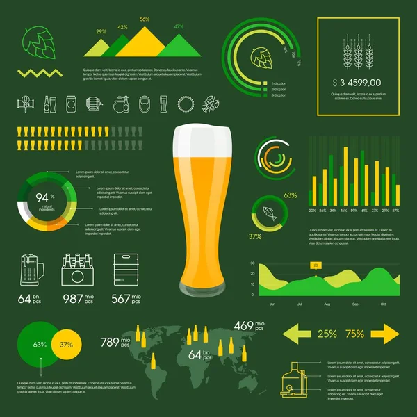 Webová infografika lineární pivo ikony nastavit. — Stockový vektor