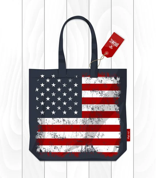 Eko çanta Vintage Amerika Birleşik Devletleri bayrağı — Stok Vektör