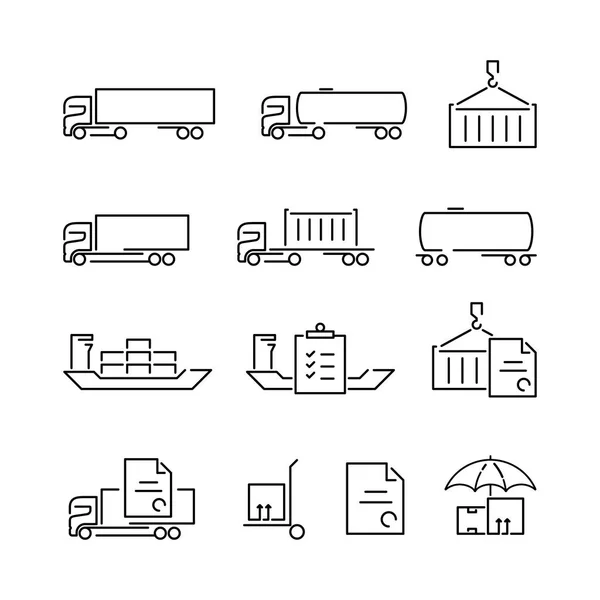 İnce çizgi lojistik logo kavramı izole