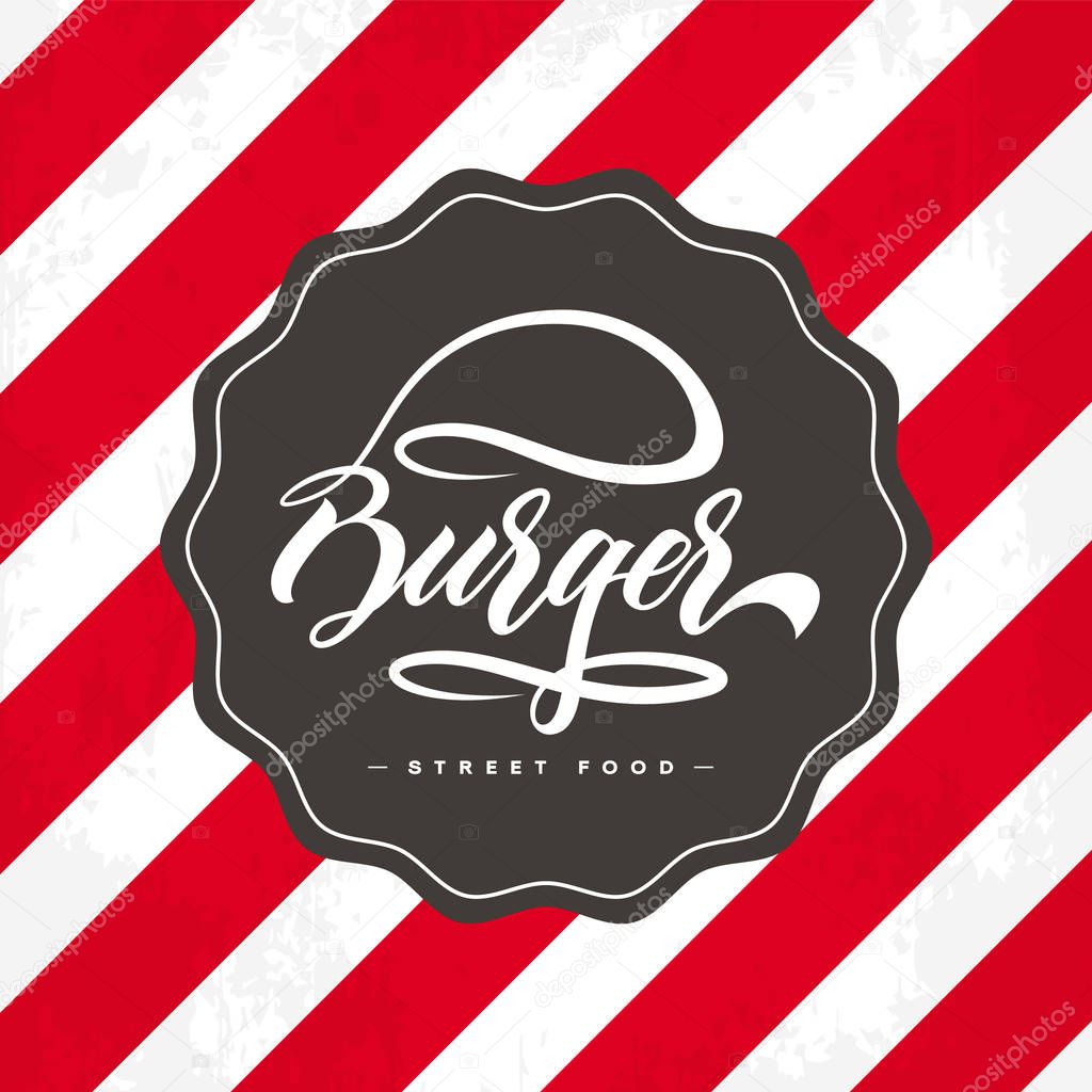 Hand lettering burger food logo design