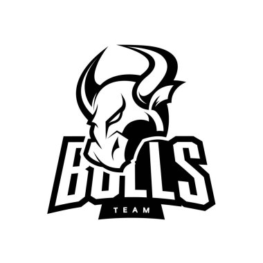 Beyaz arka plan üzerinde izole öfkeli boğa spor mono vektör logo kavramı.
