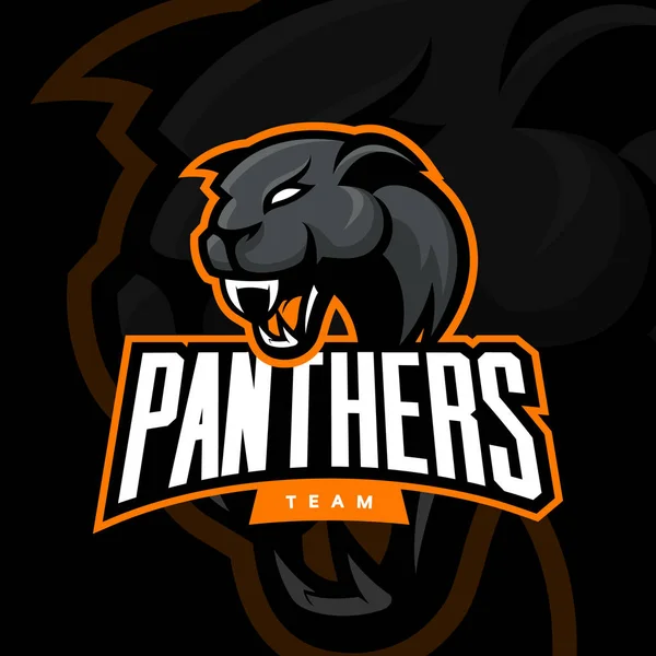 Furious panther sport vector logo concept isolated on dark background. — Stock Vector