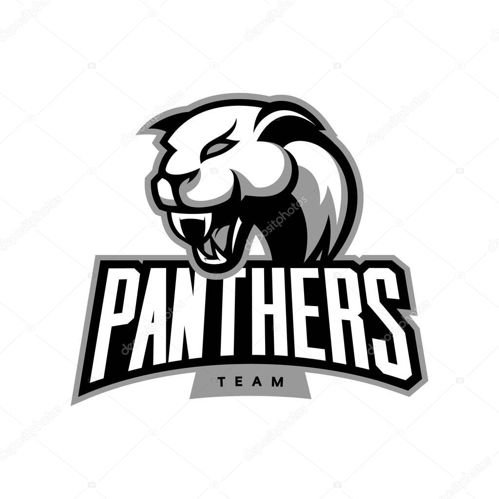 Furious panther sport vector logo concept isolated on white background. Web infographic professional team pictogram.Premium quality wild animal t-shirt tee print illustration.