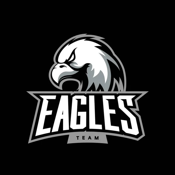 Furioso águia esporte vetor logotipo conceito isolado no fundo escuro —  Vetores de Stock