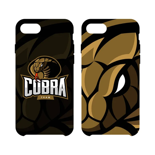 Wütende Kobra Sport Vektor Logo Konzept Smartphone Tasche isoliert auf weißem Hintergrund. — Stockvektor