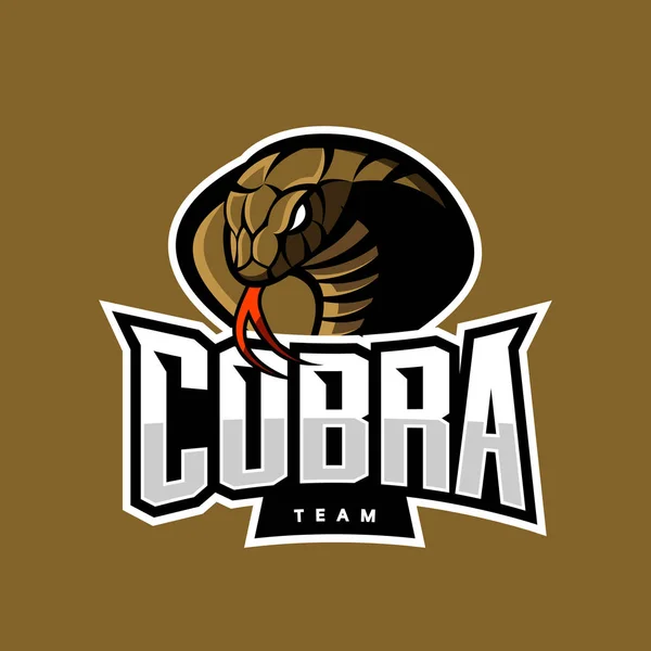 Wütende Kobra Sport Vektor Logo Konzept isoliert auf khakifarbenem Hintergrund — Stockvektor