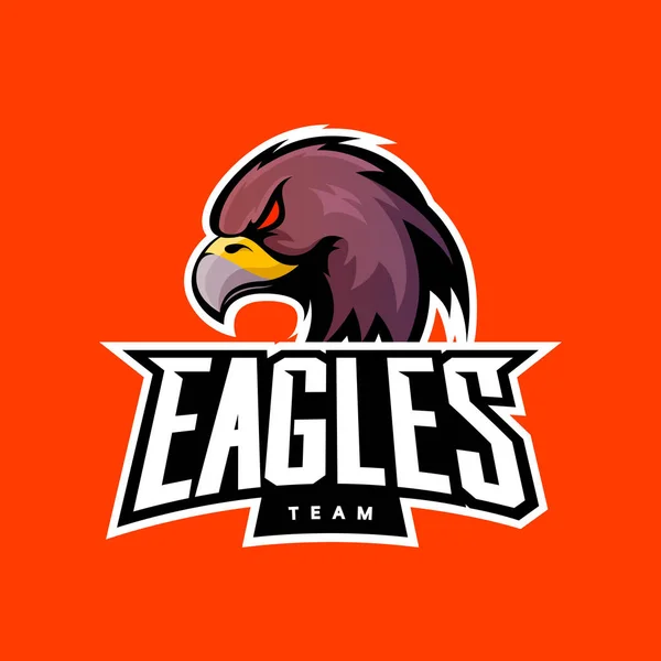 Zuřivý eagle sport vektorové logo koncept izolovaných na oranžové pozadí — Stockový vektor