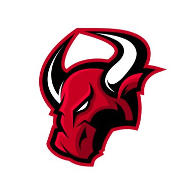 Beyaz arka plan üzerinde izole öfkeli boğa spor vektör logo kavramı. 