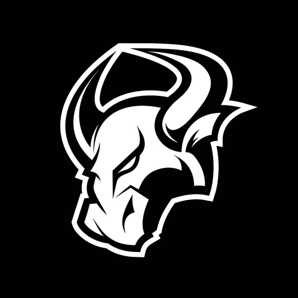 Furieux taureau sport vecteur logo concept isolé sur fond sombre — Image vectorielle
